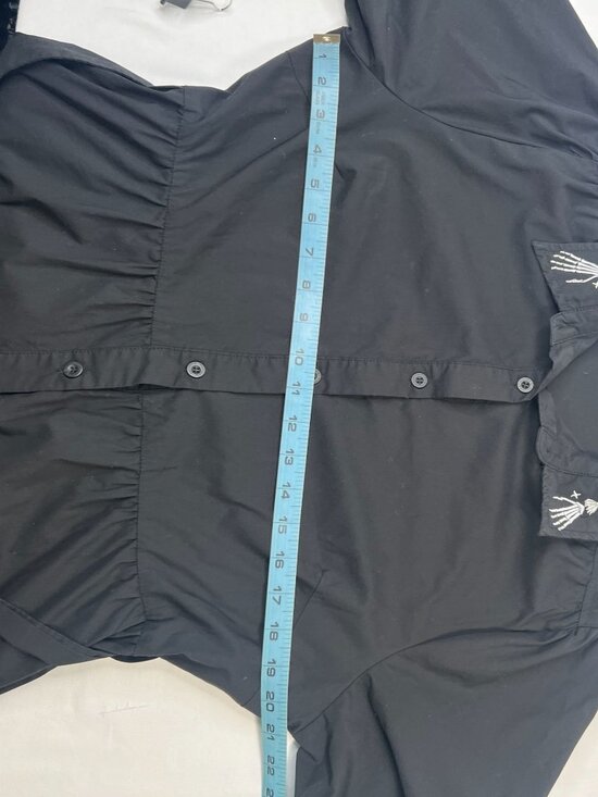 Disturbia Tempora Embroidered Midi Shirt Dress Skeleton Hand Belted Black US 12 - Picture 10 of 16